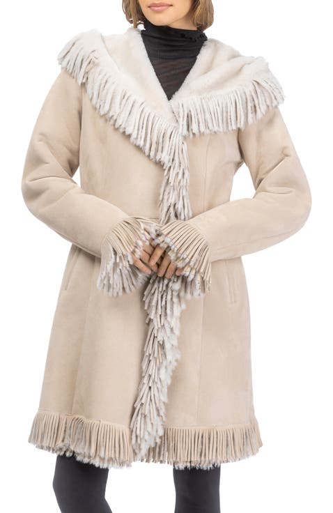 Genuine Shearling Parka With Fringes