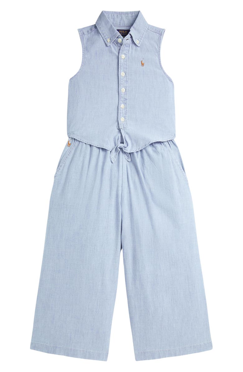 Ralph Lauren Kids' Sleeveless Cotton Chambray Button-Down Shirt & Pants Set, Main, color, 
