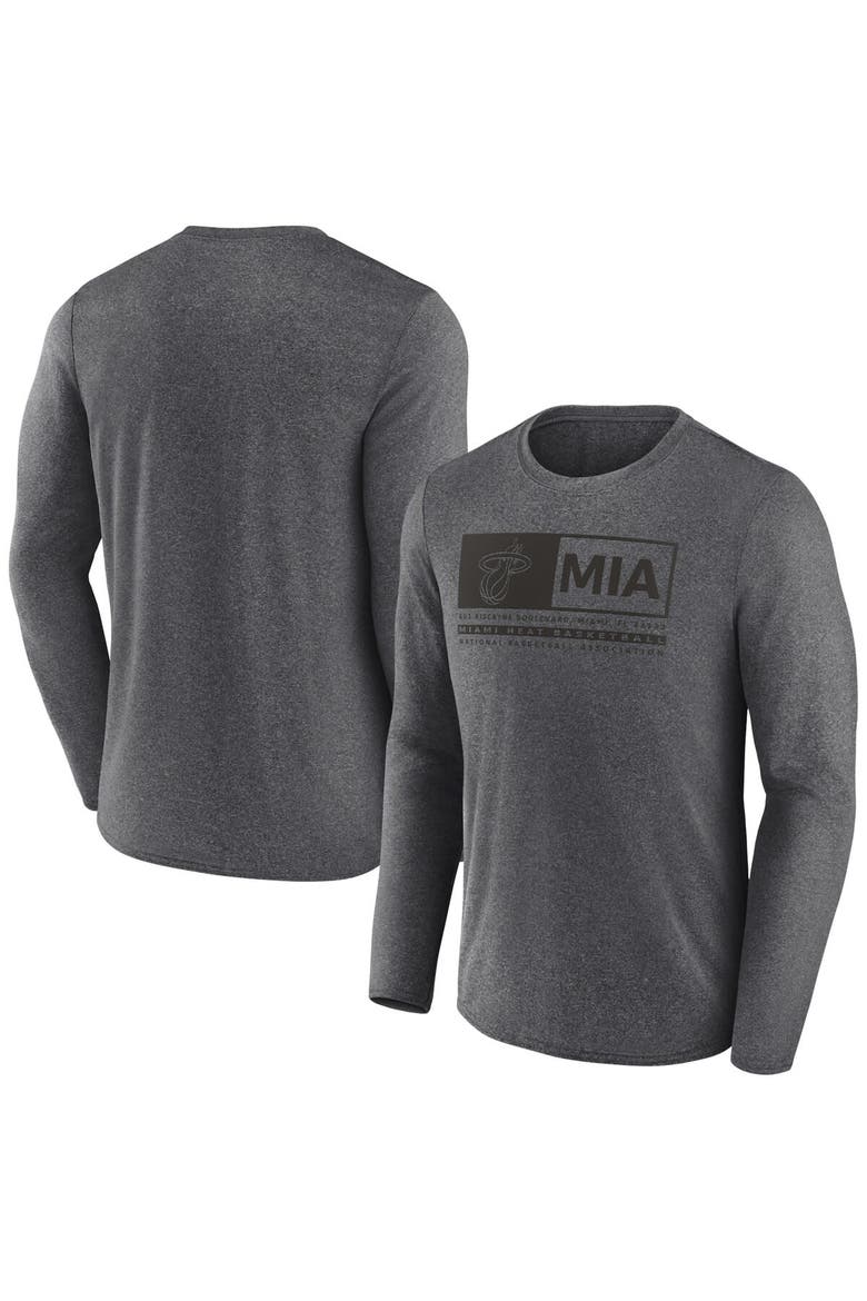 Men's Fanatics Branded Heather Charcoal Miami Heat Three-Point Play T-Shirt, Alternate, color, Heather Charcoal