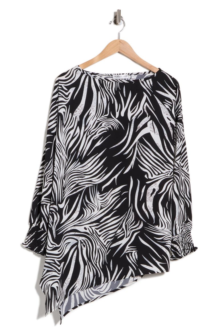 Asymmetric Tunic, Alternate, color, BLACK/ WHT