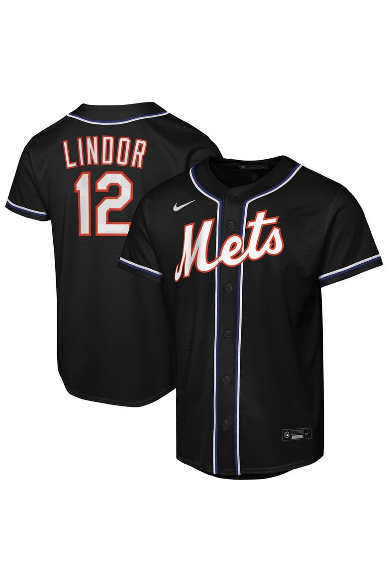 Youth Nike Francisco Lindor Black New York Mets Fashion Replica Player Jersey, Main, color, Black