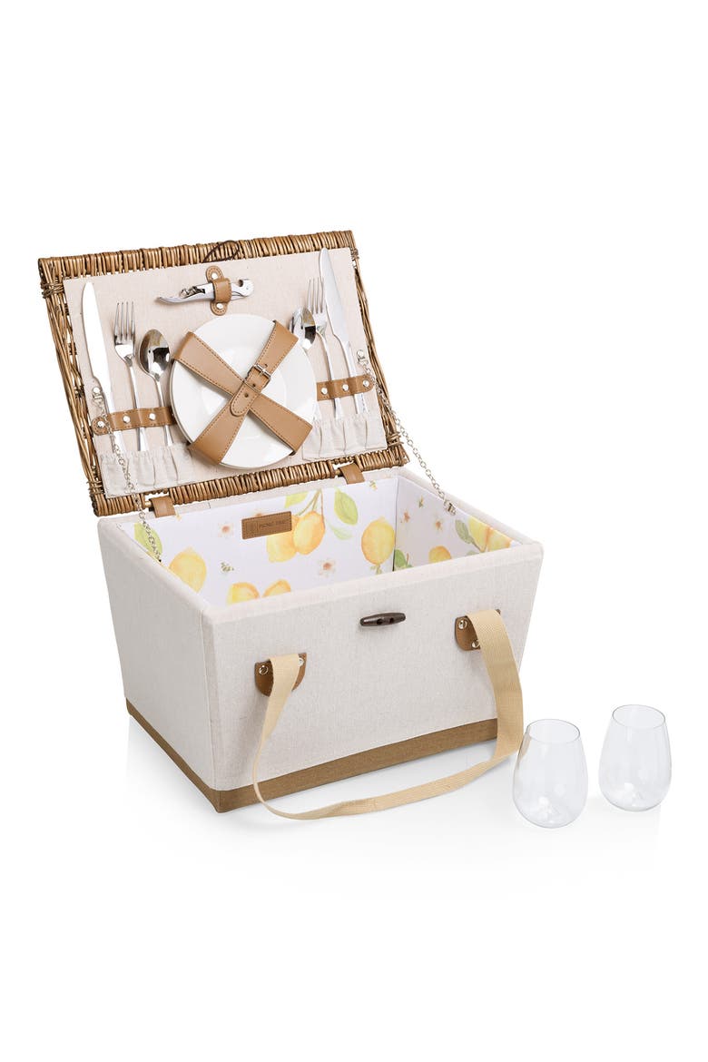 Lemongrove Picnic Basket, Alternate, color, WHITE