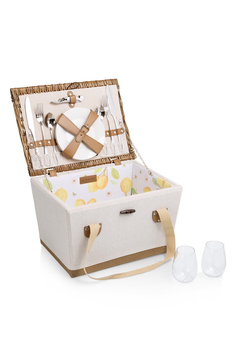 Picnic Time Lemongrove Picnic Basket, Alternate, color, White