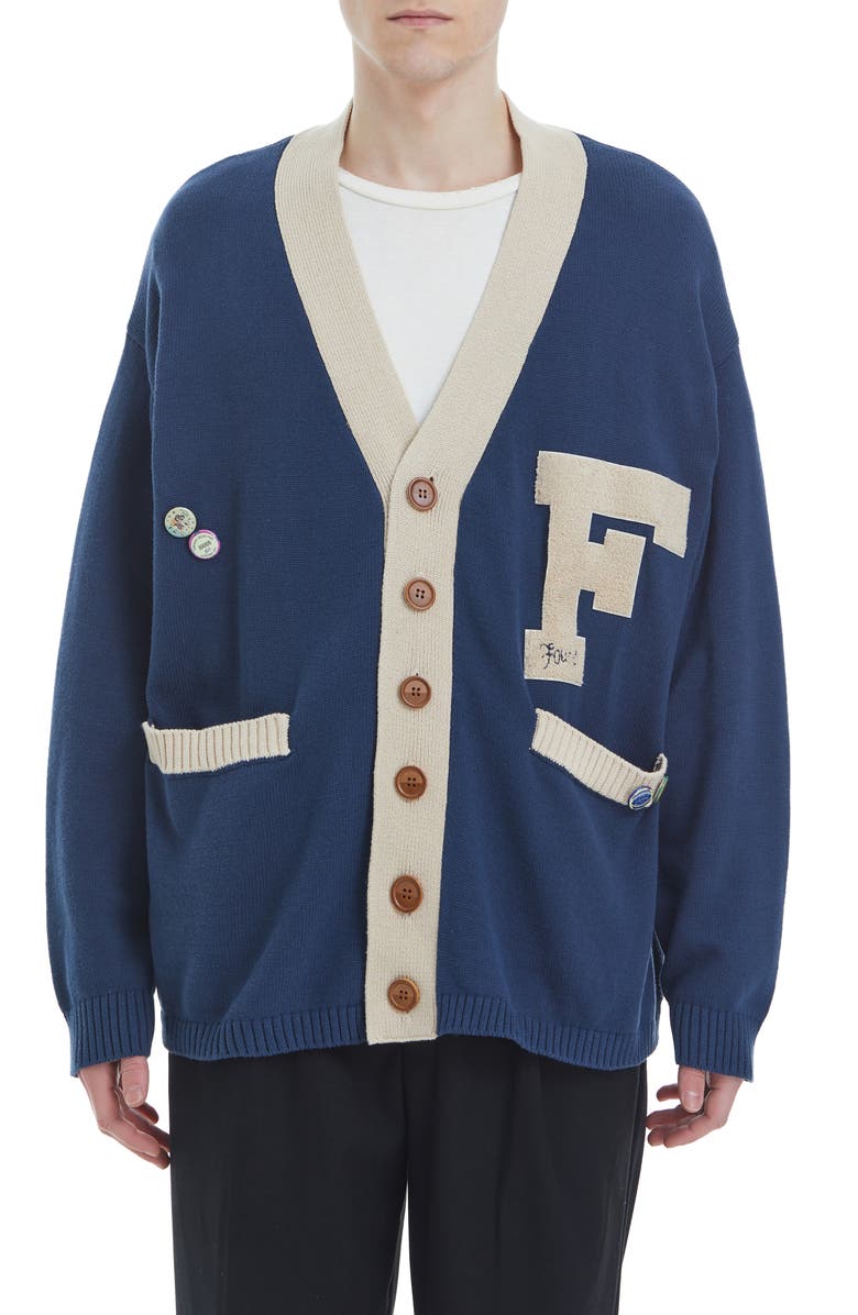 FOUND Varsity Cotton Graphic Cardigan, Main, color, 