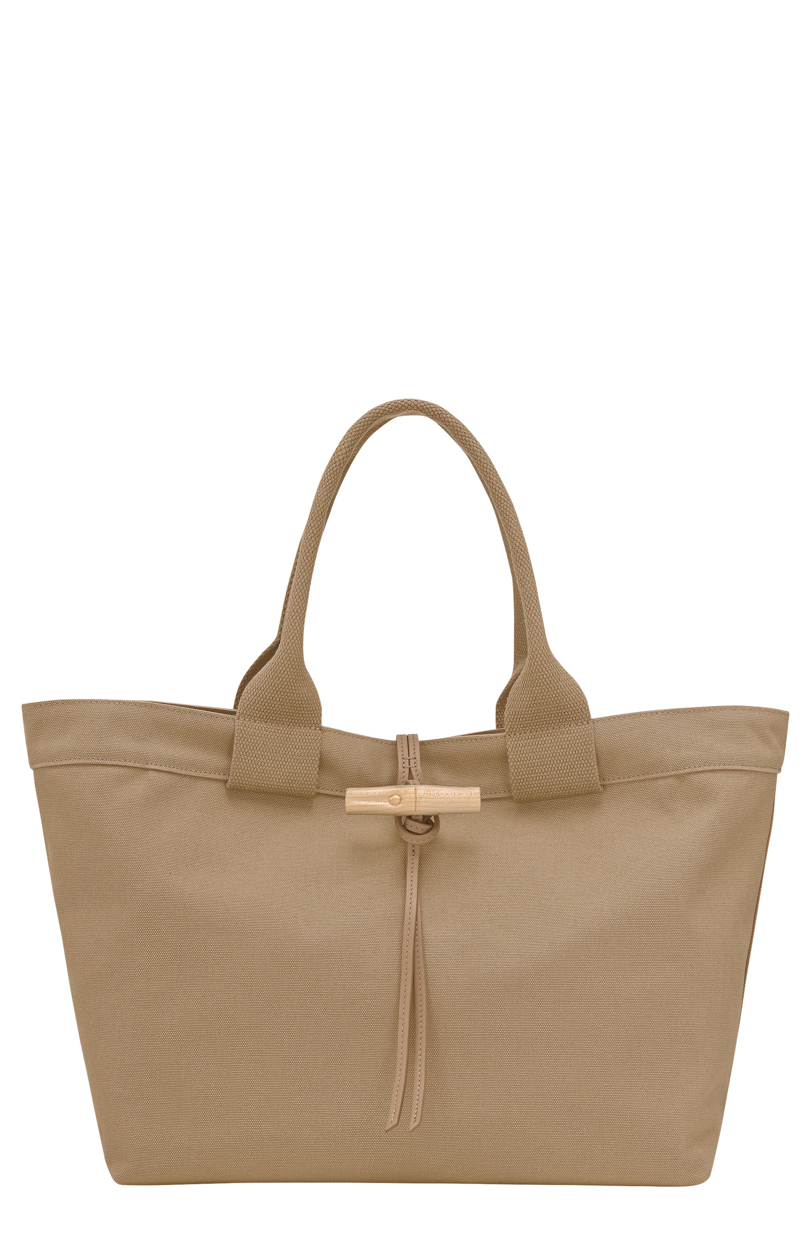 Longchamp Large Le Roseau Toile Cotton Canvas Tote, Main, color, Desert