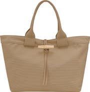 Longchamp Large Le Roseau Toile Cotton Canvas Tote