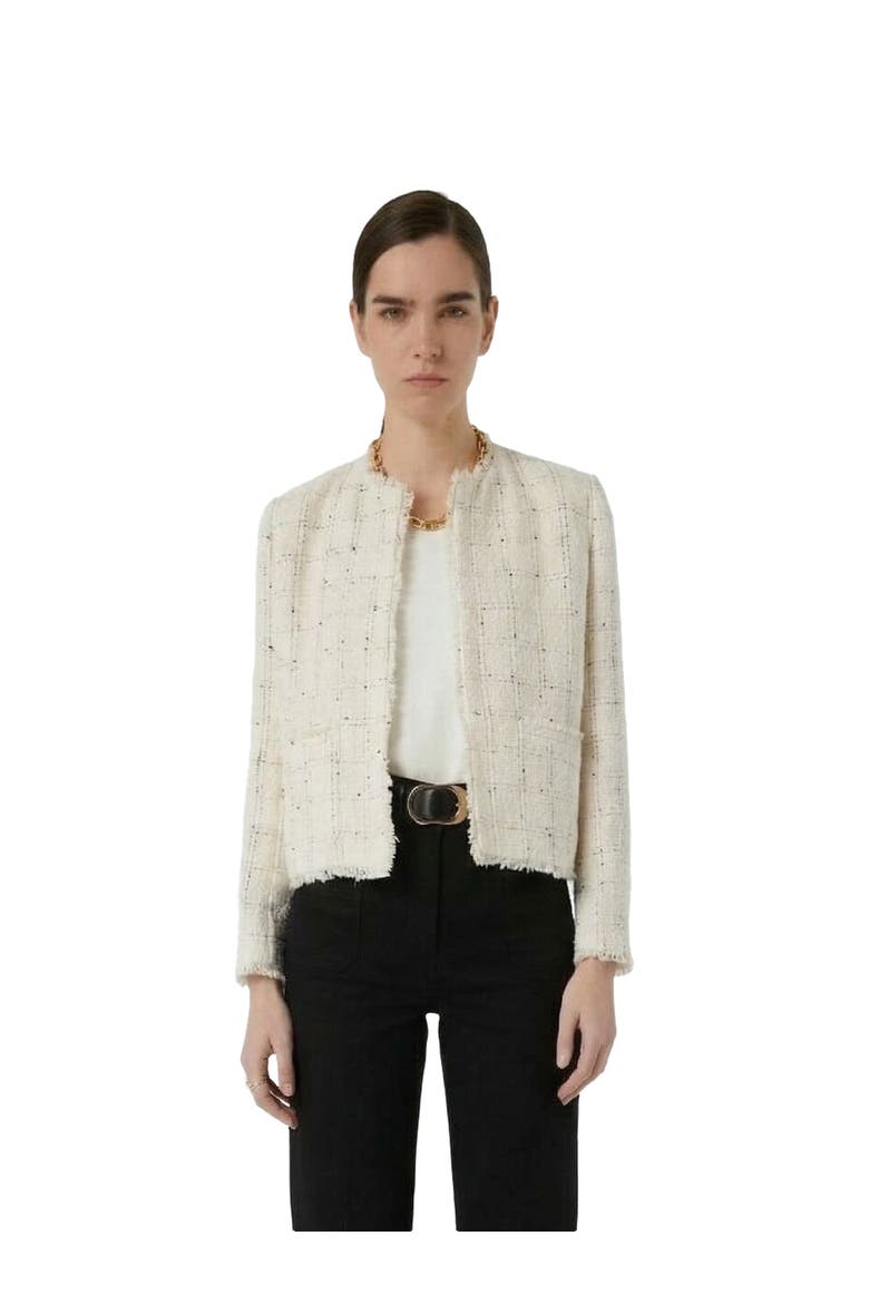 Taissa Tweed Cropped Jacket, Main, color, Ecru
