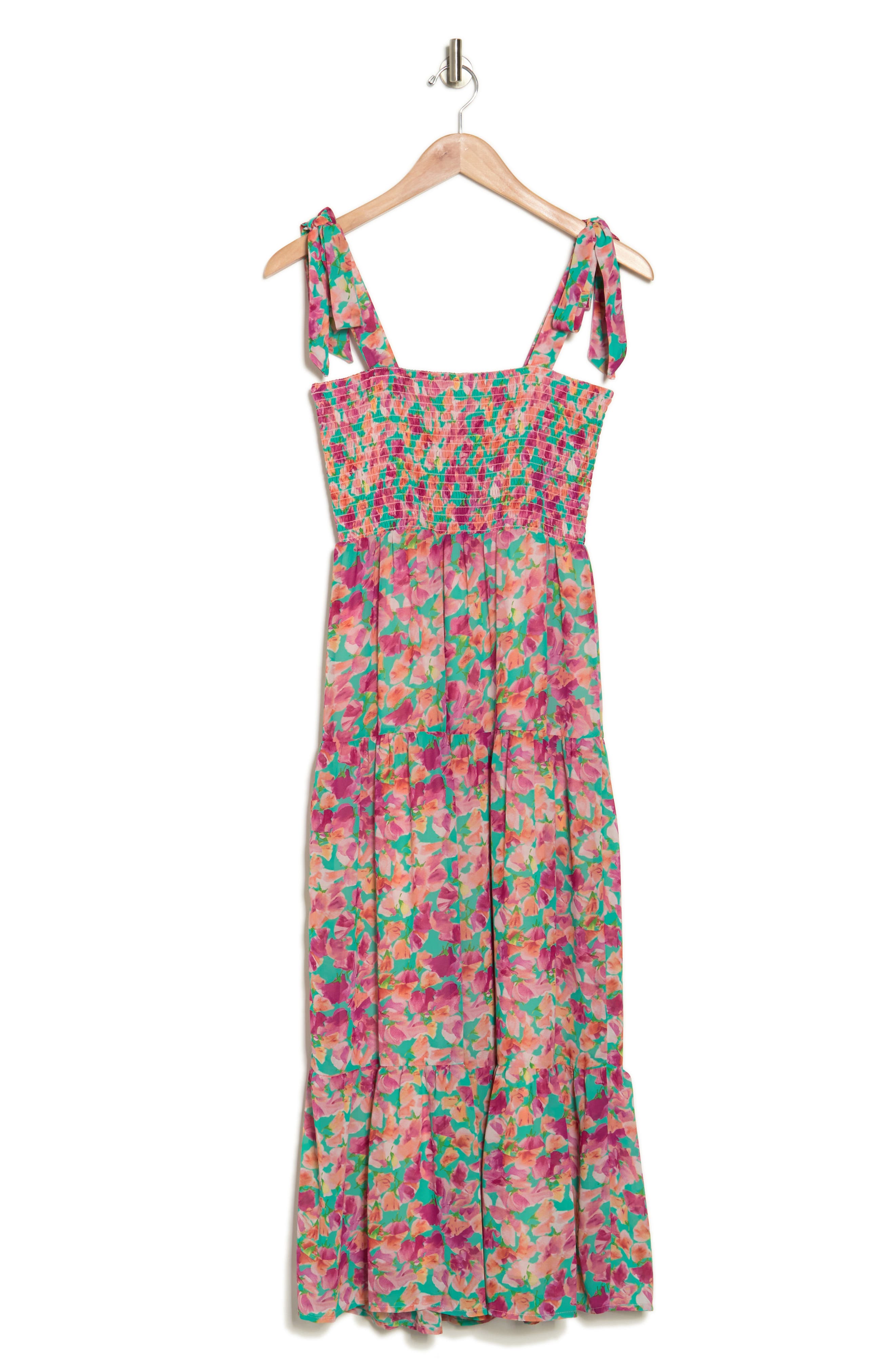 Sam Edelman Floral Tie Strap Smocked Tiered Dress (Women) | Nordstromrack