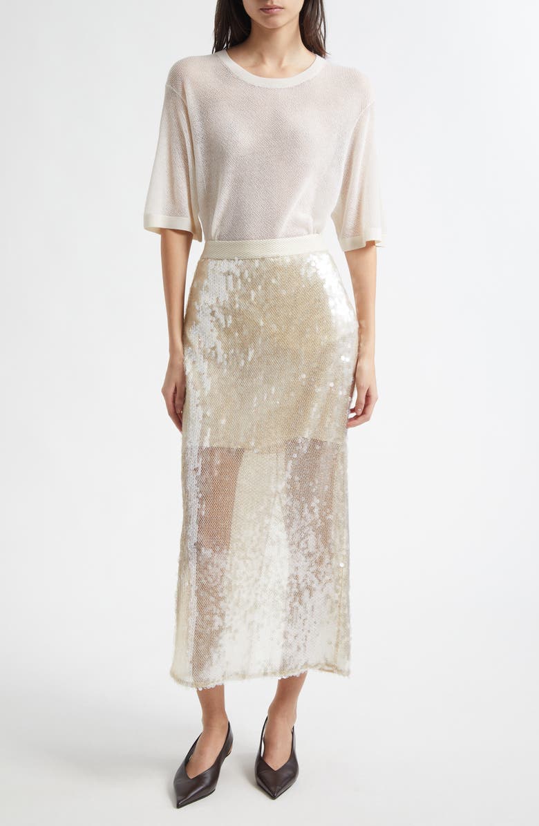 TWP Sylkie Sequin Semisheer Silk Skirt, Alternate, color,