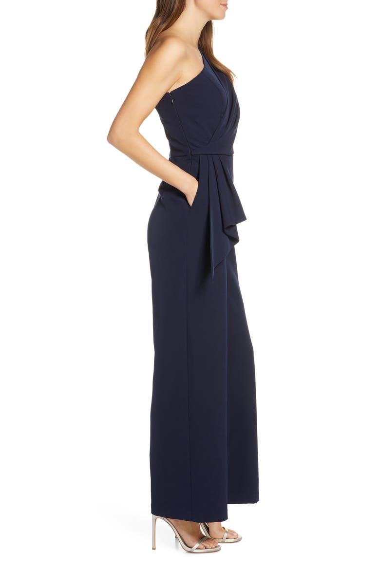 One-Shoulder Laguna Crepe Jumpsuit, Alternate, color, NAVY