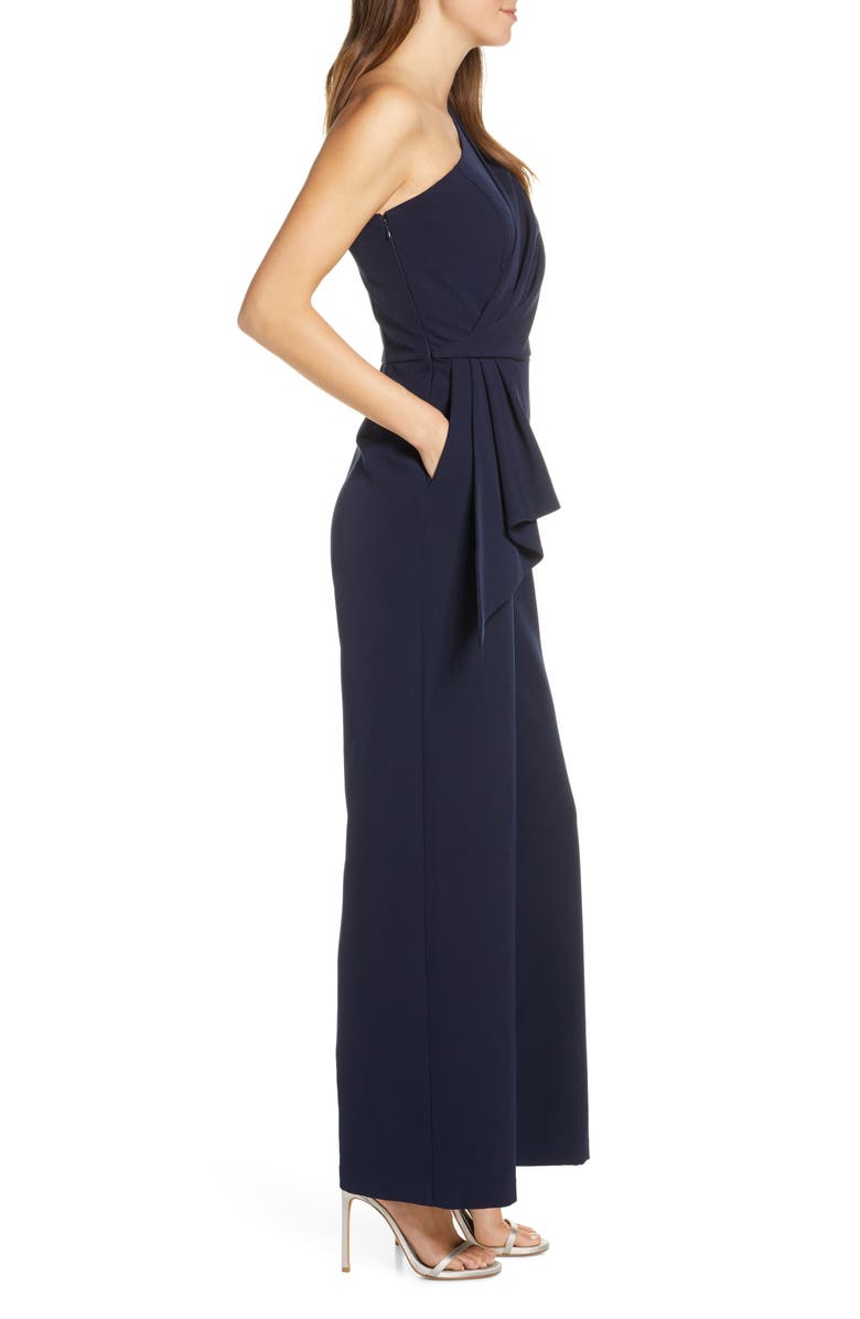 Eliza J One-Shoulder Laguna Crepe Jumpsuit, Alternate, color,