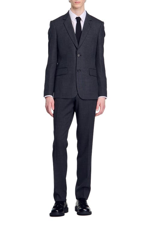 Sandro Wool Suit Jacket In Mocked Grey