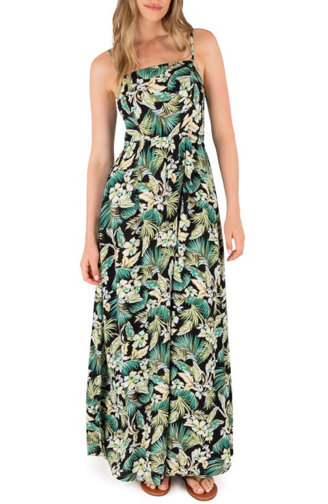 Fall Palms Print Maxi Dress