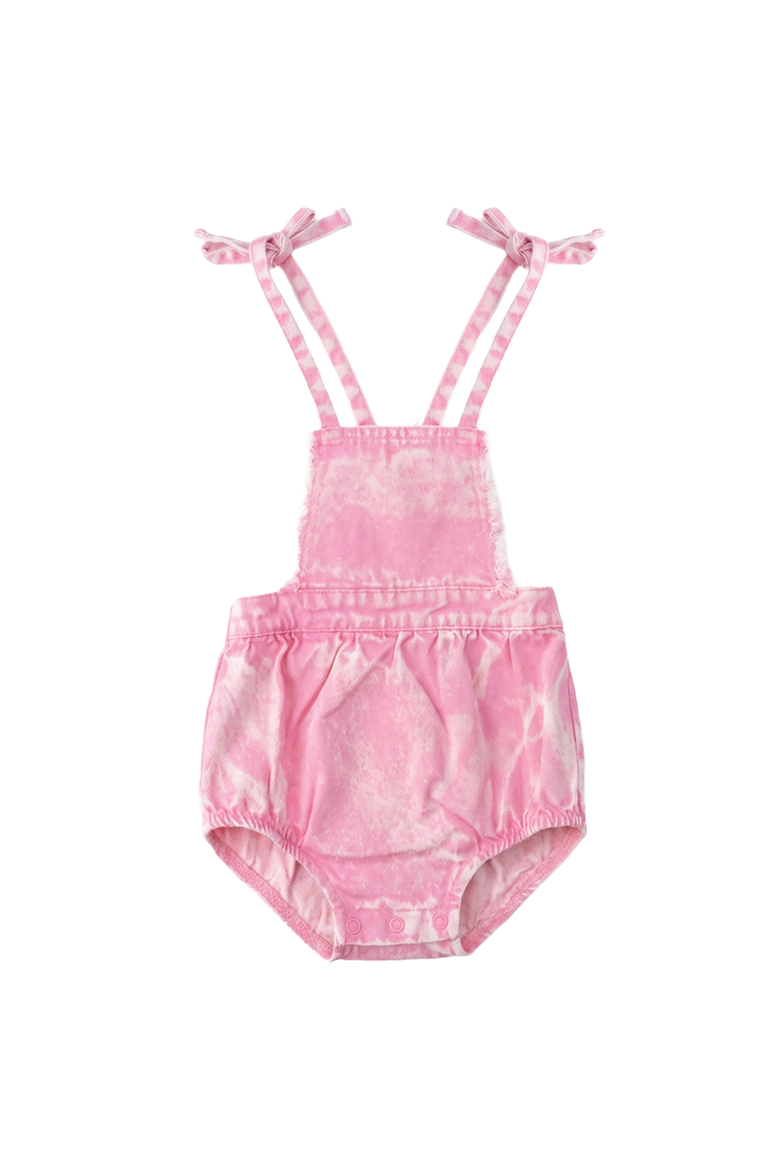 Baby Girls Pink Woven Denim Bubble Overall, Alternate, color, Pink
