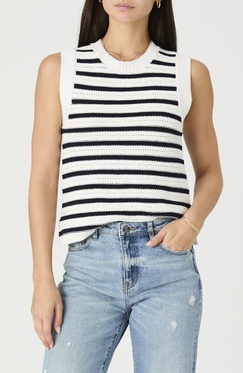 French Connection Mozart Stripe Sleeveless Cotton Sweater