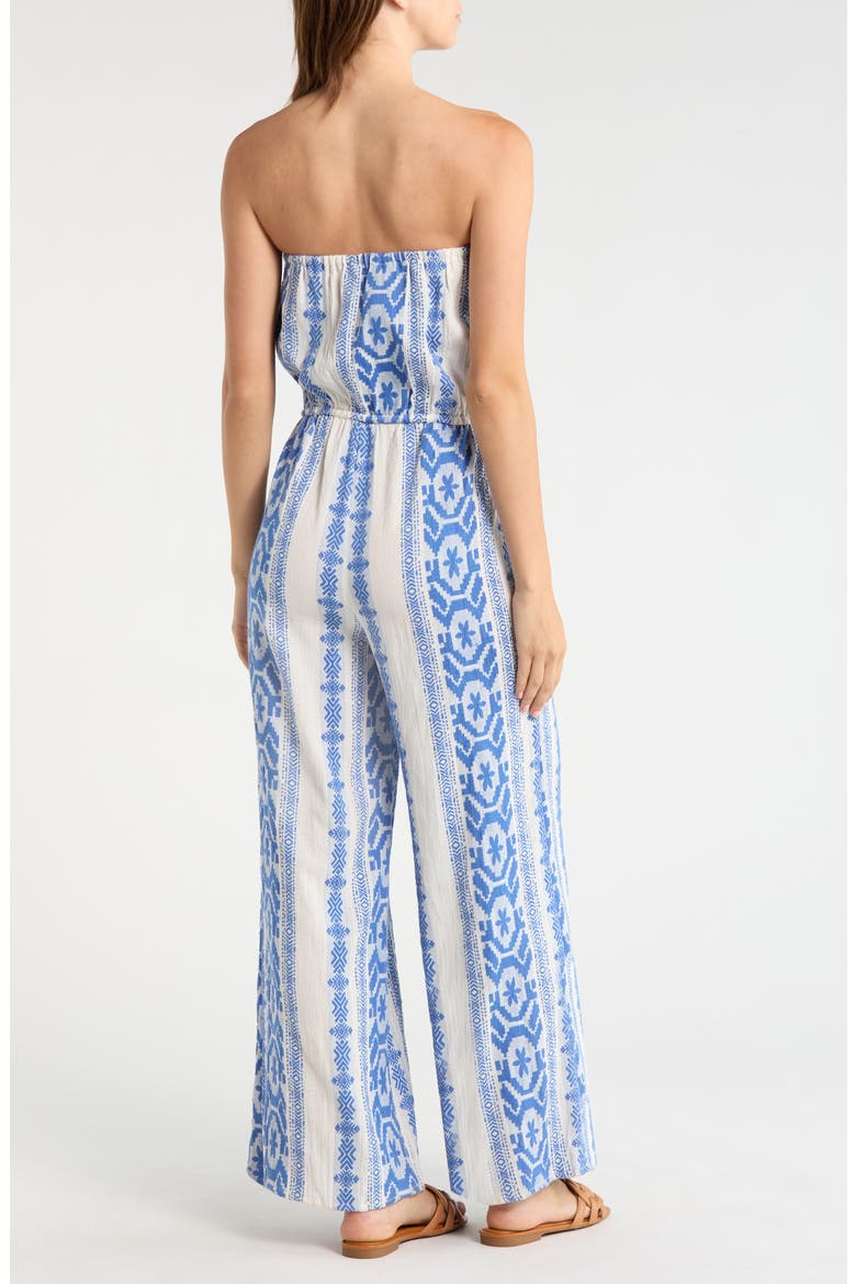 Embroidered Strapless Cover-Up Jumpsuit, Alternate, color, NATURAL BLUE