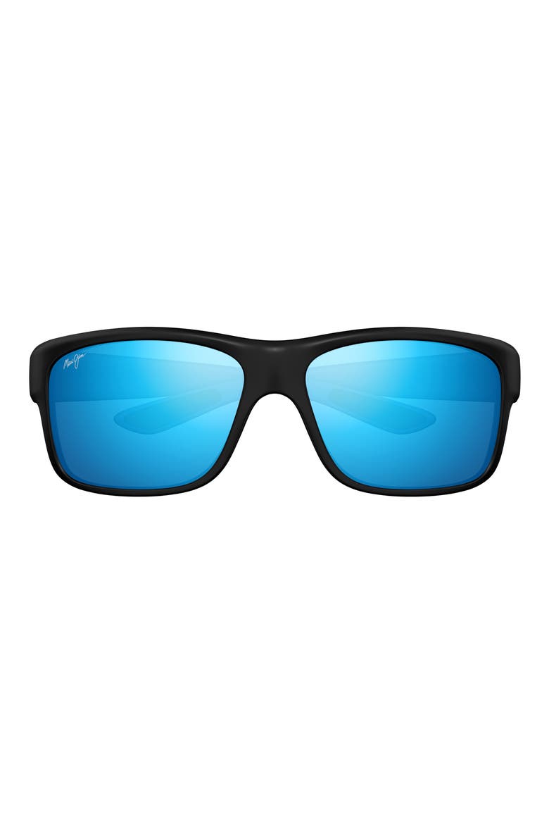 Southern Cross 63mm Oversize Polarized Sunglasses, Main, color, BLACK/ BLUE HAWAII