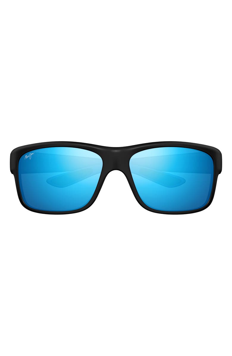 Maui Jim Southern Cross 63mm Oversize Polarized Sunglasses, Main, color, Black/ Blue Hawaii