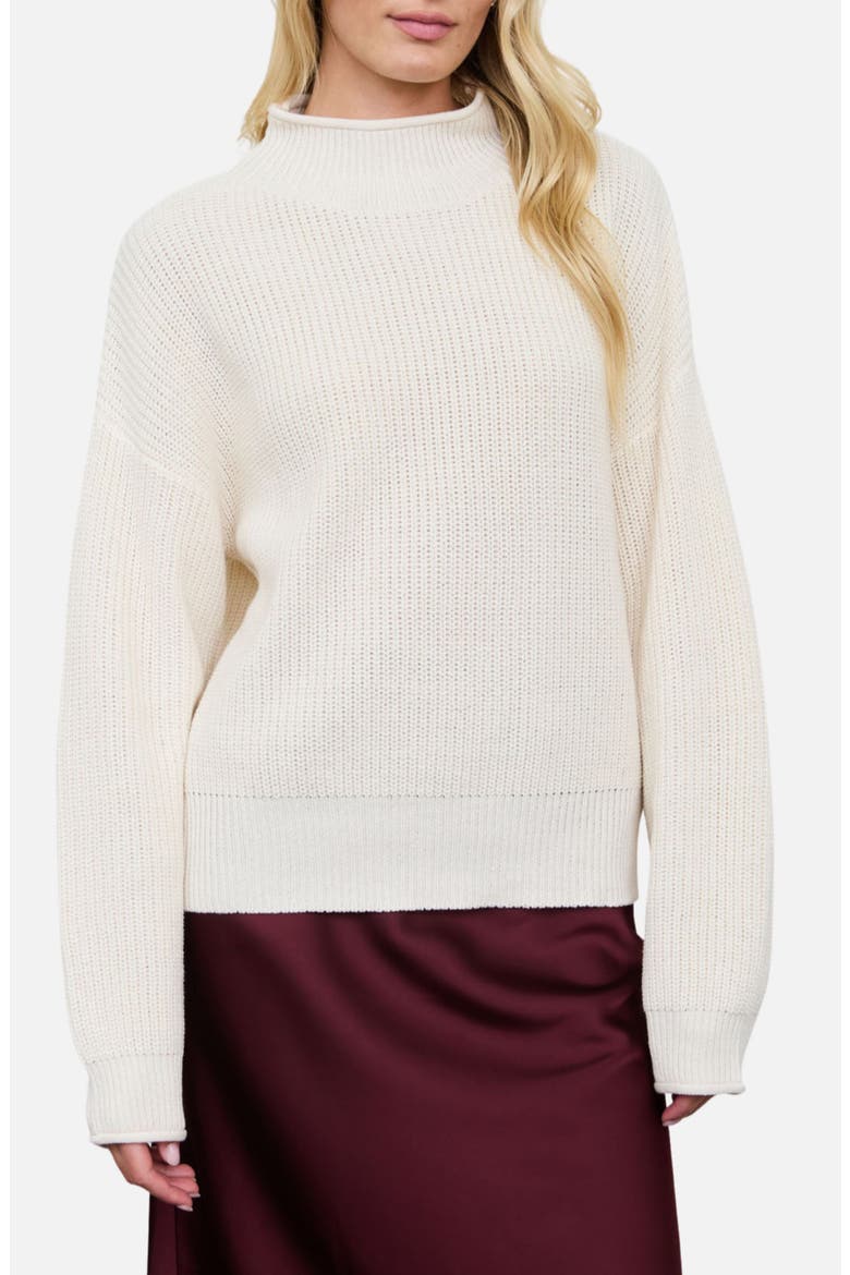 Ribbed Mock Neck Cropped Sweater, Main, color, CREAM