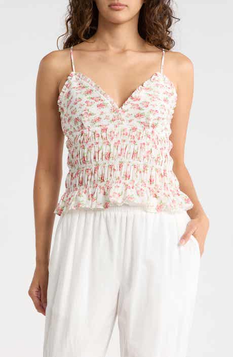 Madden Girl Floral Smocked Cotton Camisole