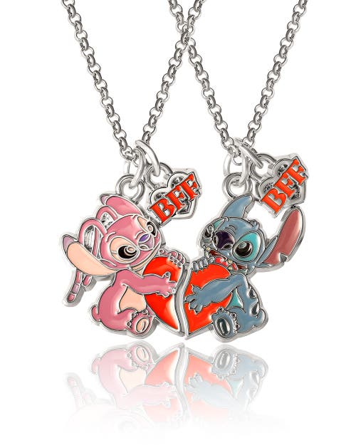 Disney Lilo & Stitch Bff Necklace Set Of 2, 16"+3" In Metallic