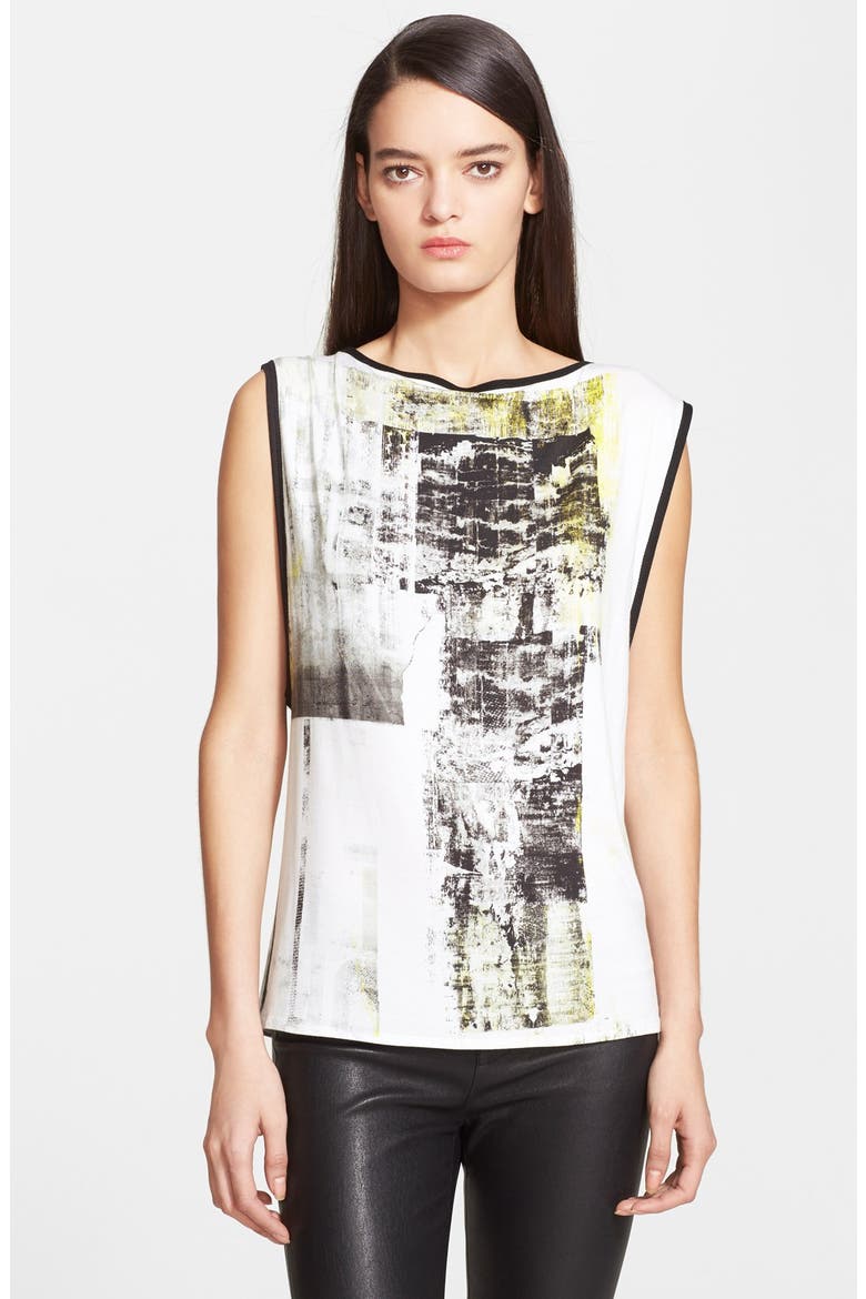 'Krylon' Print Jersey Top, Main, color, YELLOW MULTI