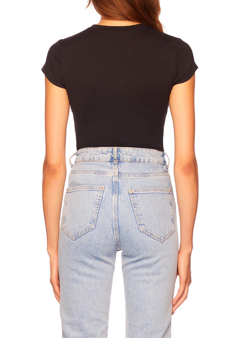 Cap Sleeve T-Shirt, Alternate, color, BLACK