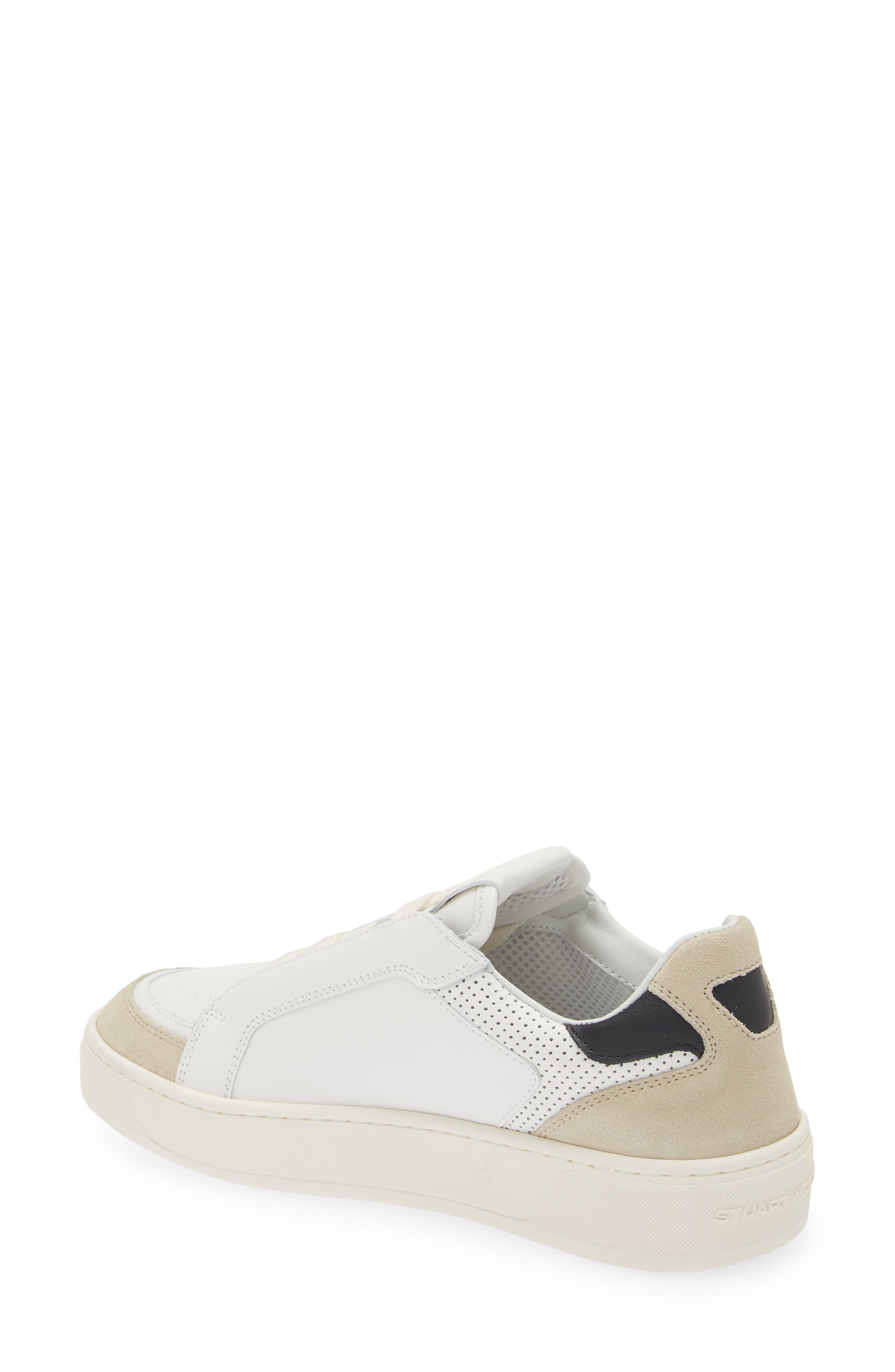 Stuart Weitzman Courtside Retro Sneaker, Alternate, color, Light Beige/White/Black