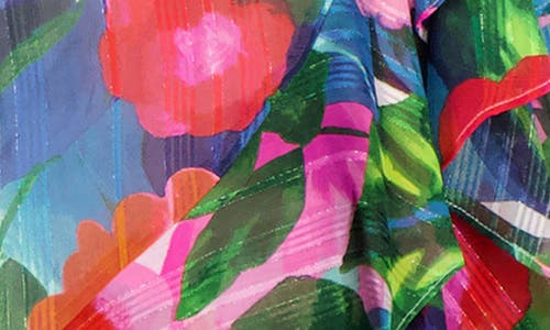 Kensie Tiered Ruffle Wrap Style Midi Dress In Multi