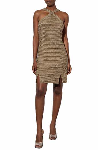 Metallic Tweed Halter Dress