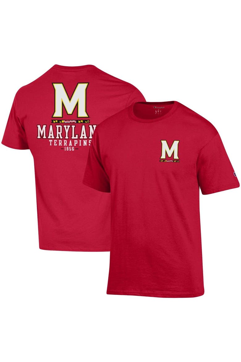 Men's Champion Red Maryland Terrapins Stack 2-Hit T-Shirt, Main, color, Red