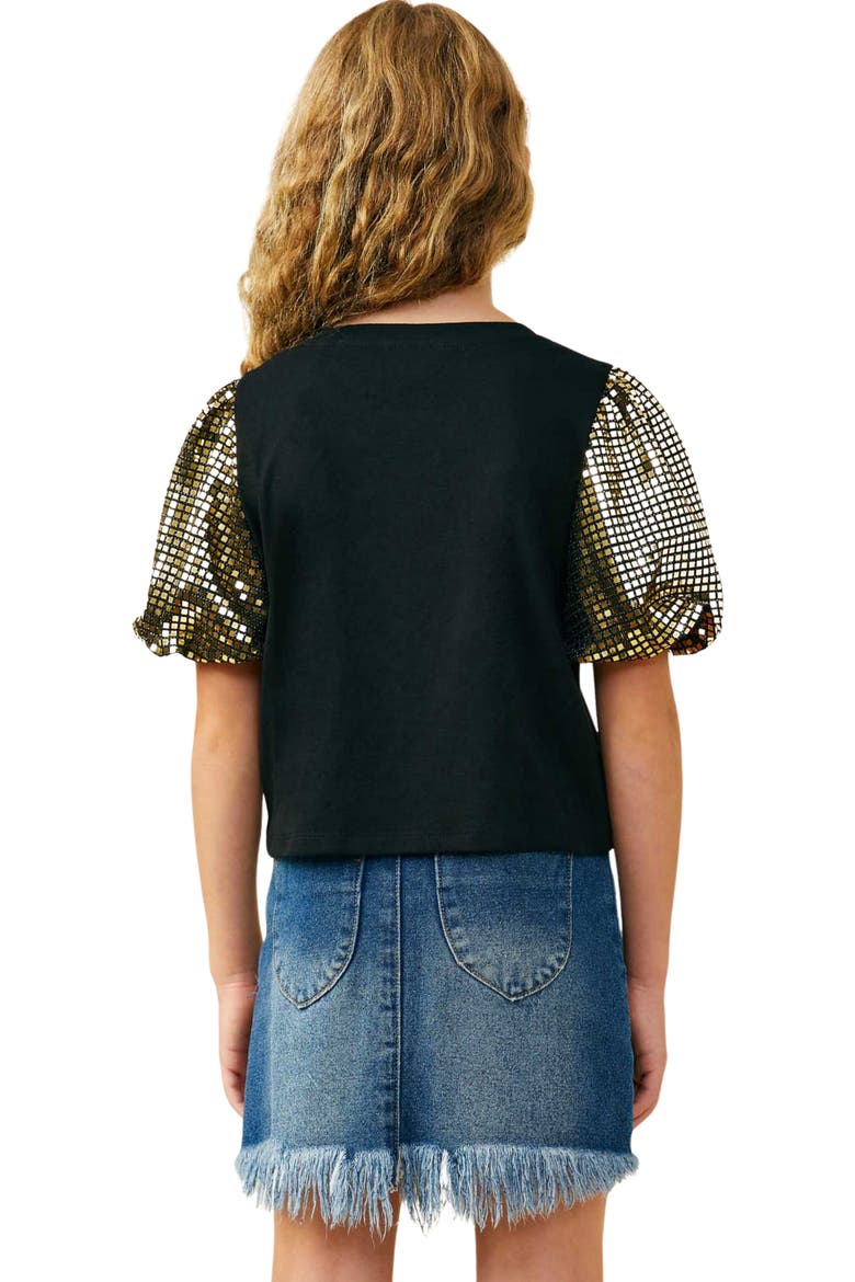 Kids' Game Day Sequined Sleeve T-Shirt, Alternate, color, BLACK