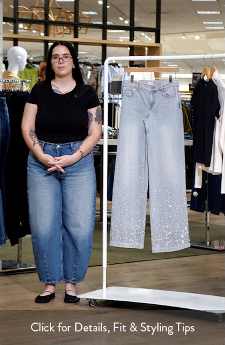 Amazing Stud Detail Baggy Wide Leg Jeans, sales video thumbnail