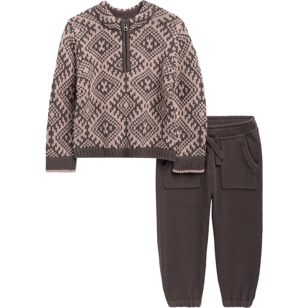 Splendid Babies' Snow Half Zip Sweater & Joggers Set In Brown