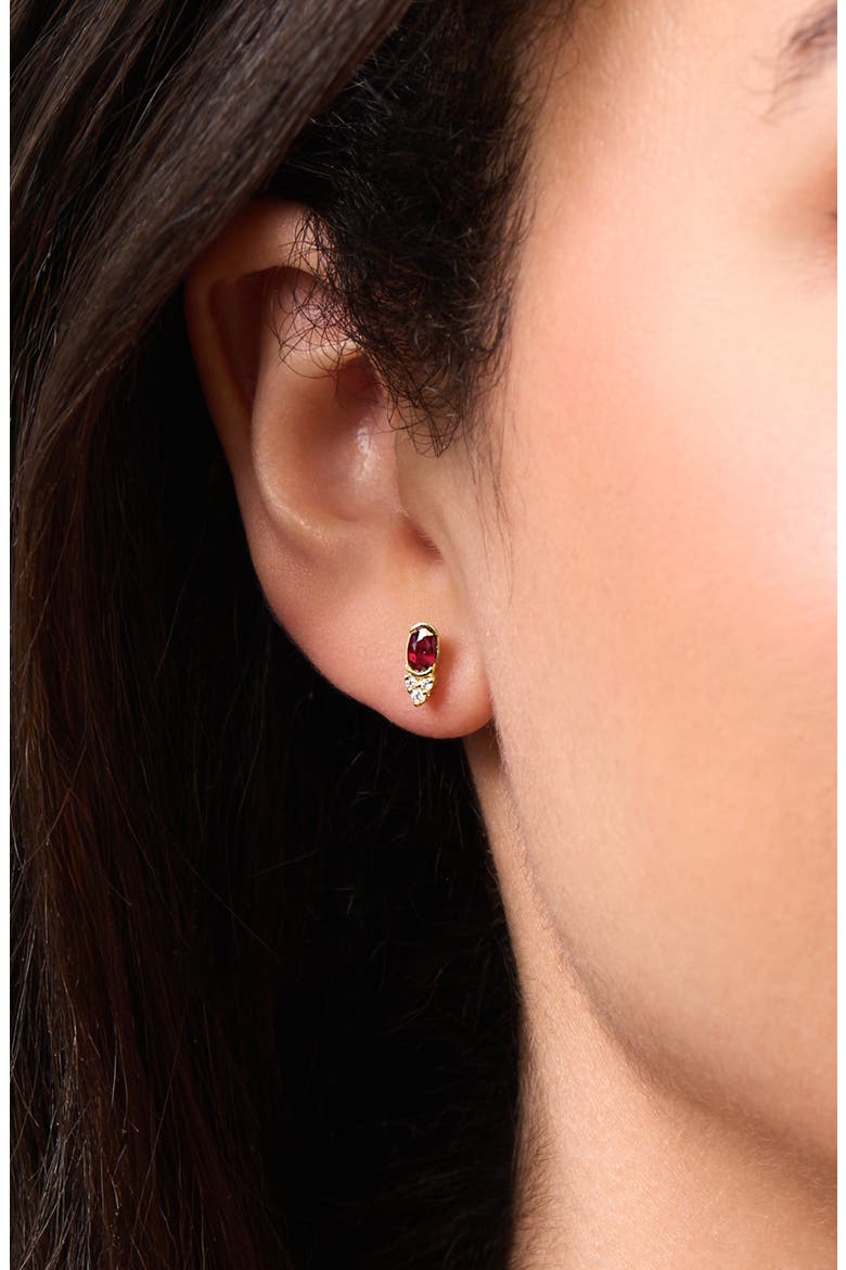 El Mar Ruby & Diamond Stud Earrings, Alternate, color, 18KY 6DI0.06 2RB0.72
