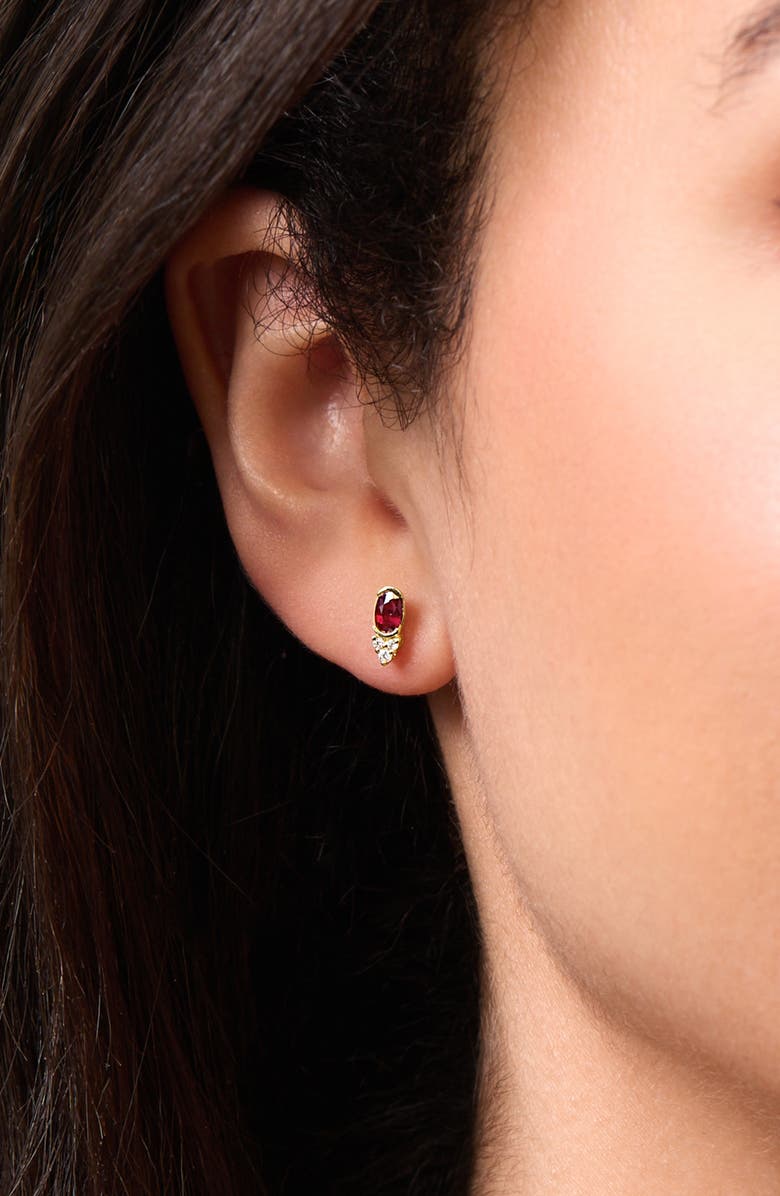 Bony Levy El Mar Ruby & Diamond Stud Earrings, Alternate, color, 18K Yellow Gold/ Ruby