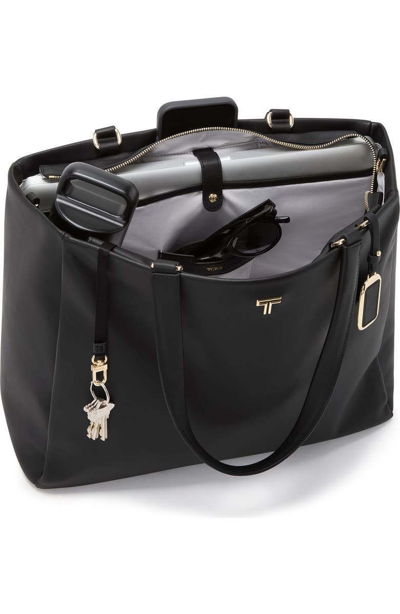 TUMI Vail North/South Leather Tote, Alternate, color, Black/ Light Gold
