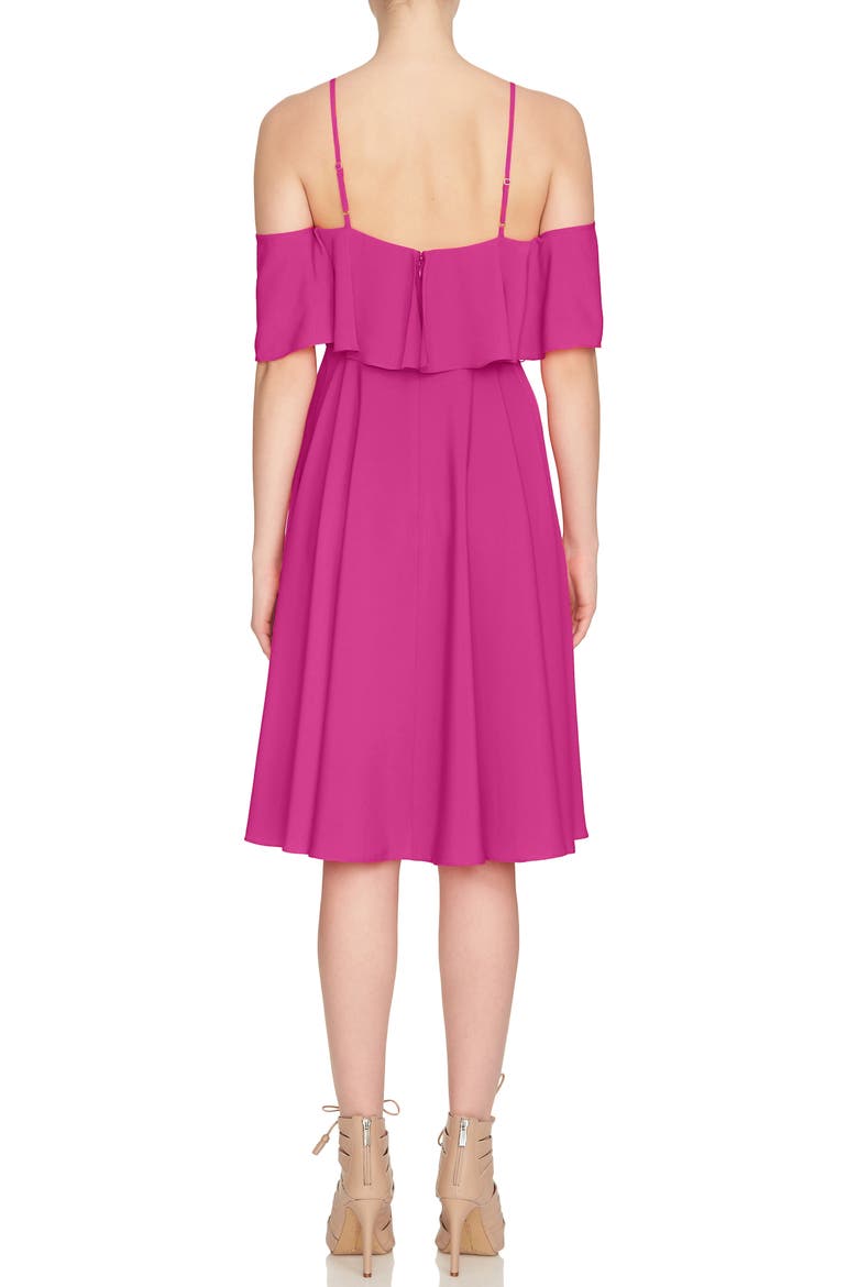 'Jackie' Cold Shoulder Fit & Flare Dress, Alternate, color, HOT PLUM
