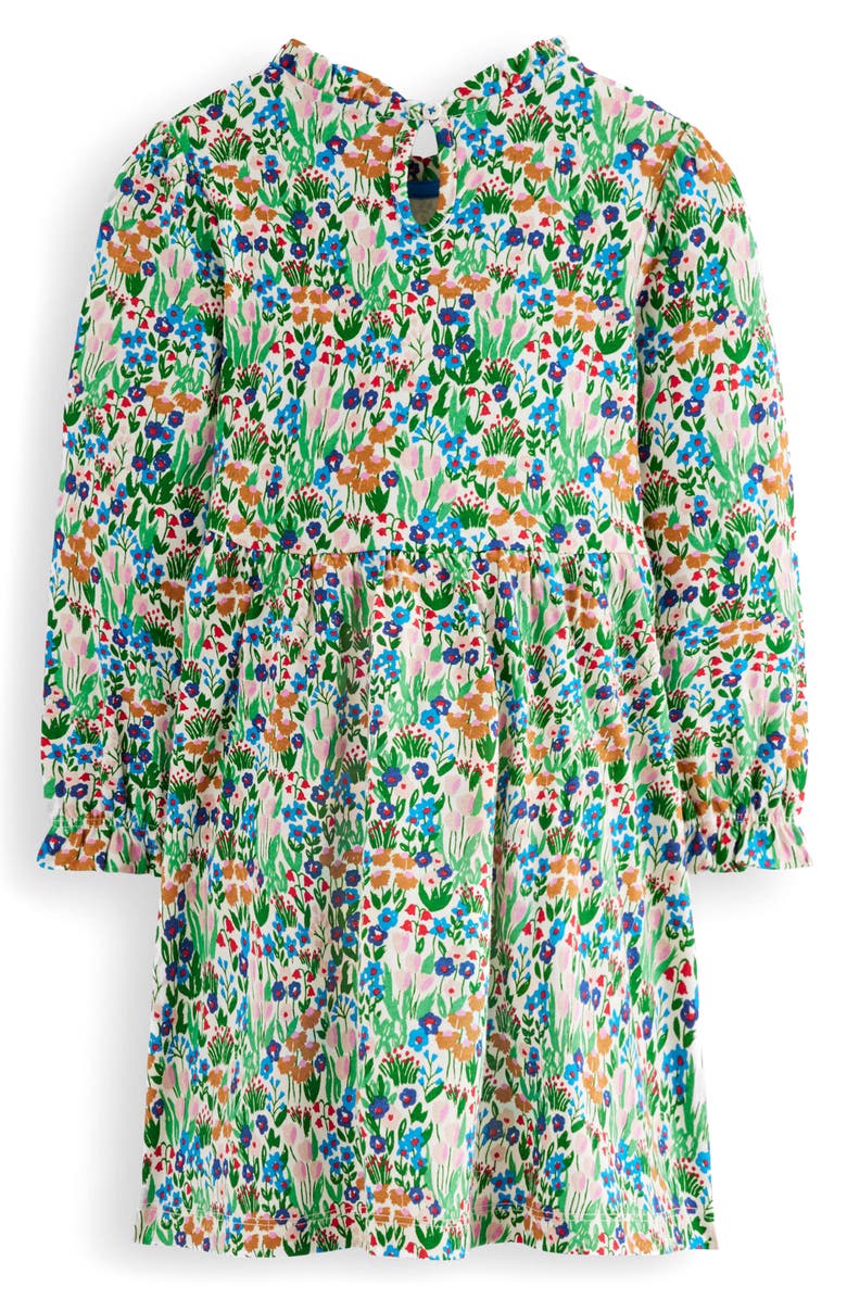 Mini Boden Kids' Floral Long Sleeve Cotton Jersey Dress, Alternate, color, Kingfisher Spring Flowerbed