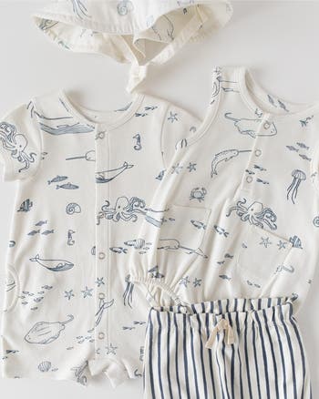 Print Short Sleeve Organic Cotton Romper