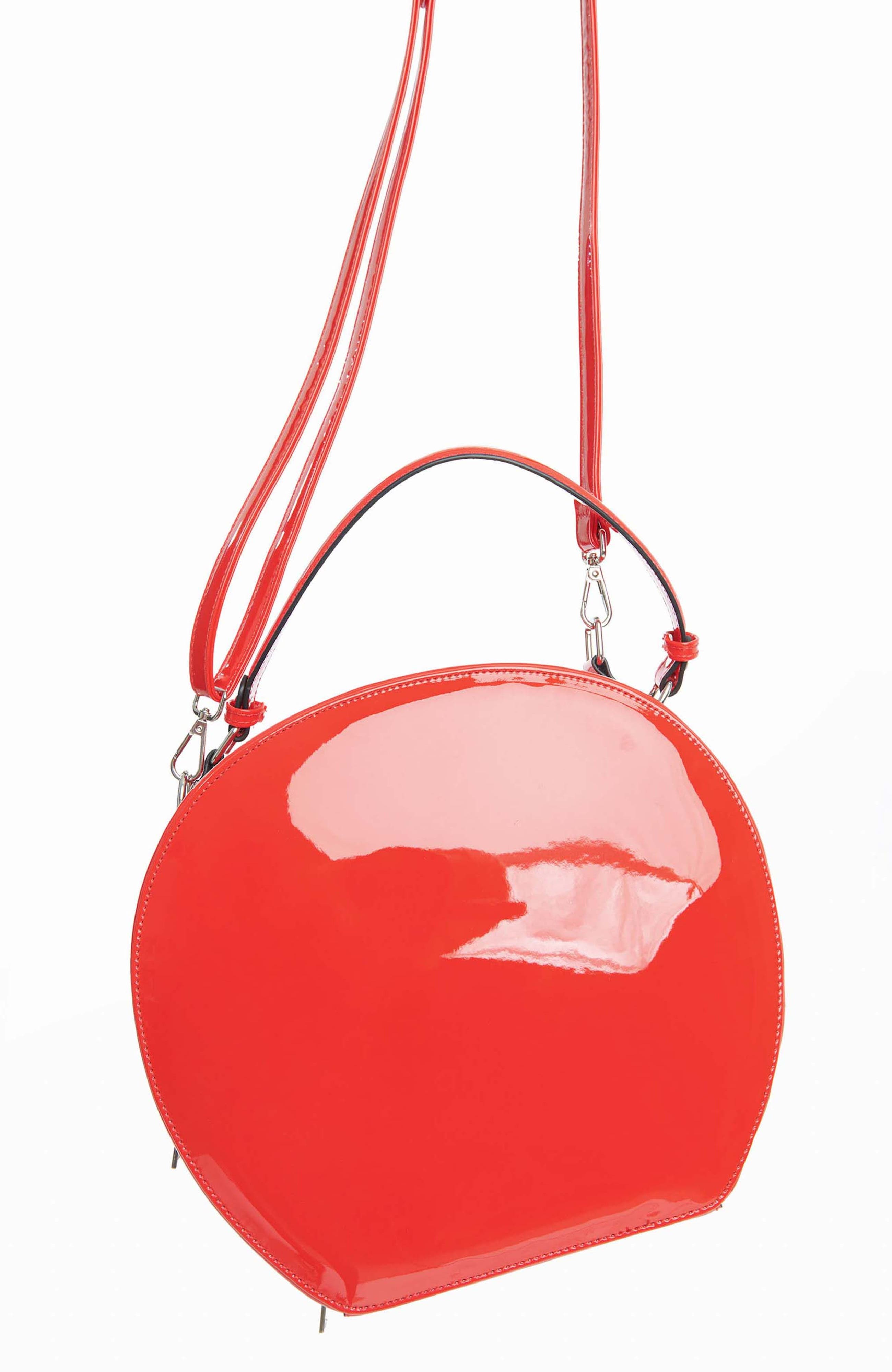 Unique Vintage 1950s Leatherette Commuter Set Circle Bag, Alternate, color, Red