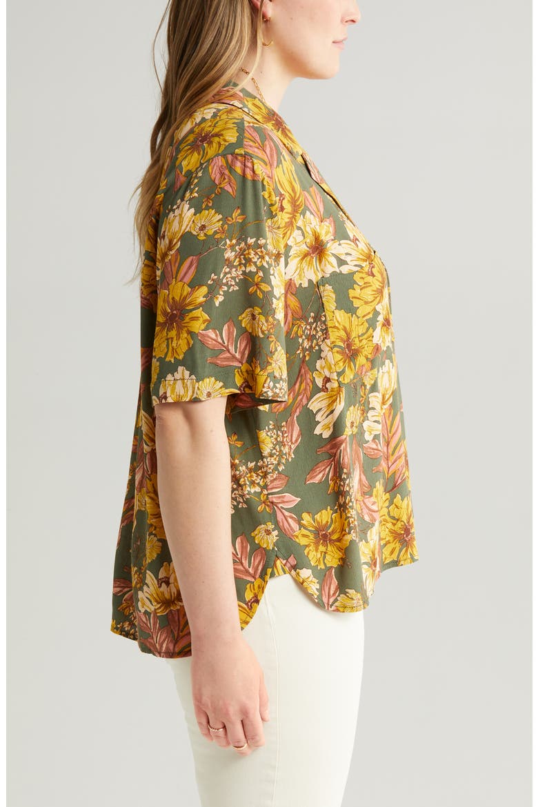 Soft Double Pocket Camp Shirt, Alternate, color, OLIVE KALAMATA AMELIA FLORAL