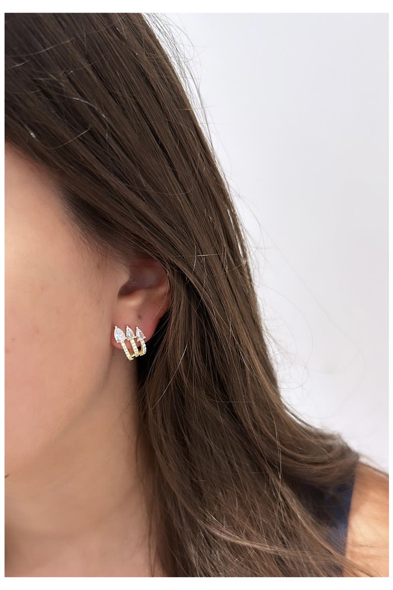 Pavé Cubic Zirconia Wrap Hoop Earrings, Alternate, color, GOLD/ WHITE