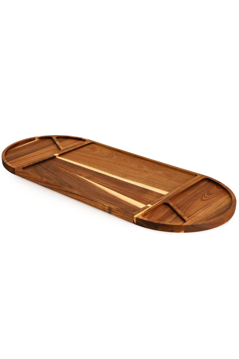 3 Piece Acacia Wood Cutting Board with Maganitized Serving Board Platter, Alternate, color, Acacia