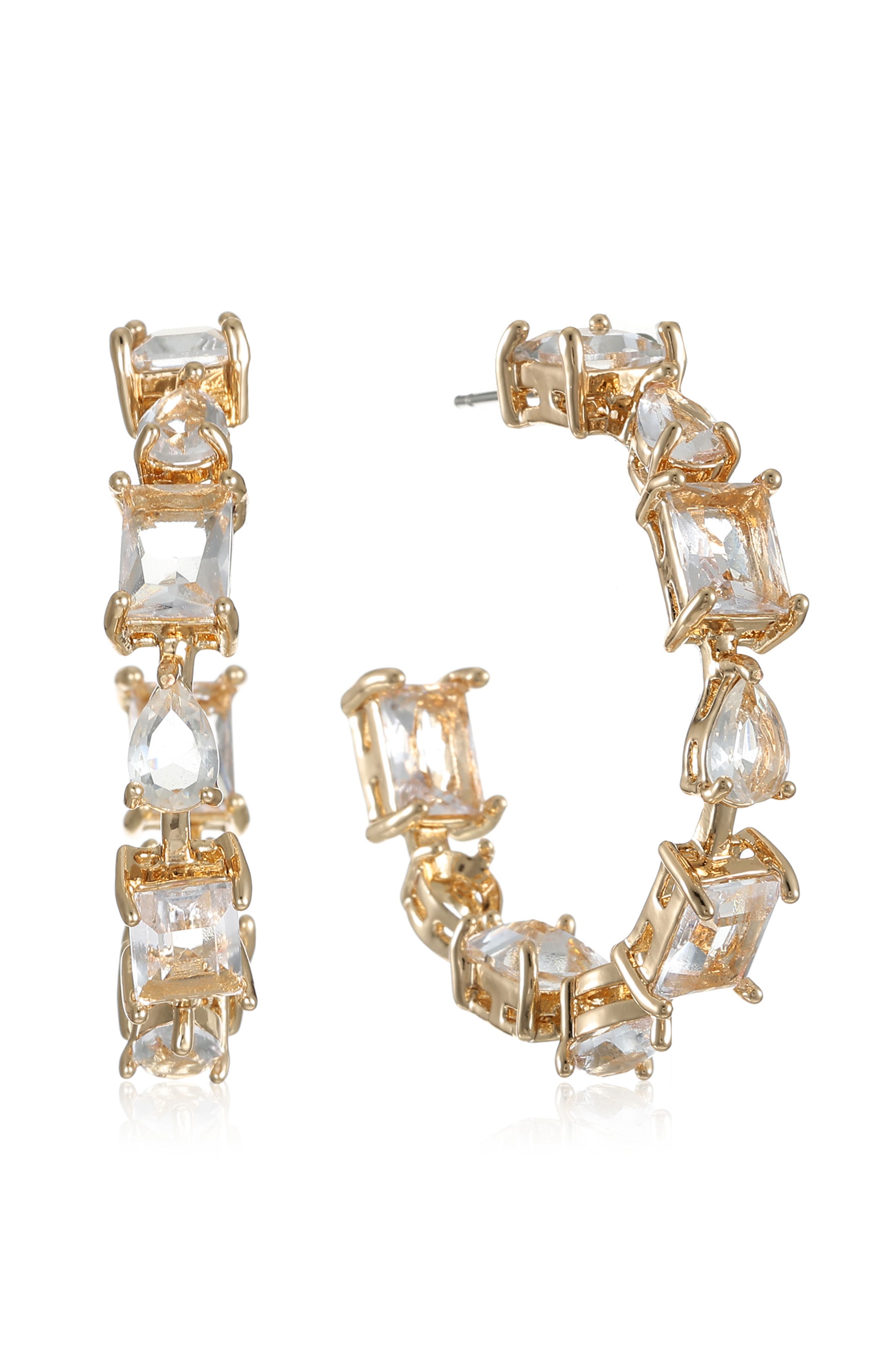 Baguette Crystal Hoop Earrings
