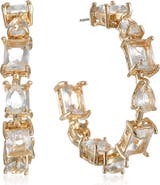 Ettika Baguette Crystal Hoop Earrings