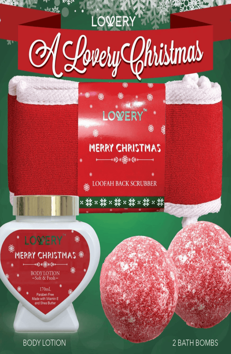 Lovery Strawberry & Sandalwood Merry Christmas Spa Gift Basket, Alternate, color, Strawberry