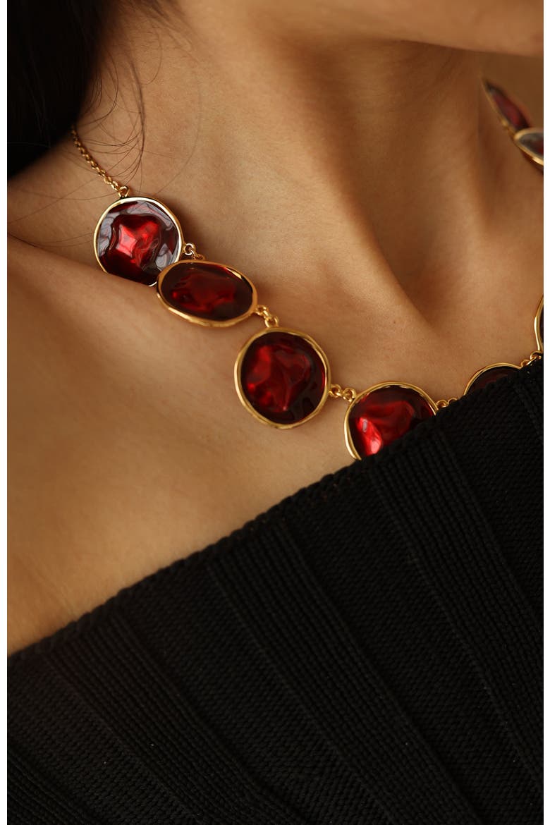 Enamel Ripple Necklace, Alternate, color, Red & Gold