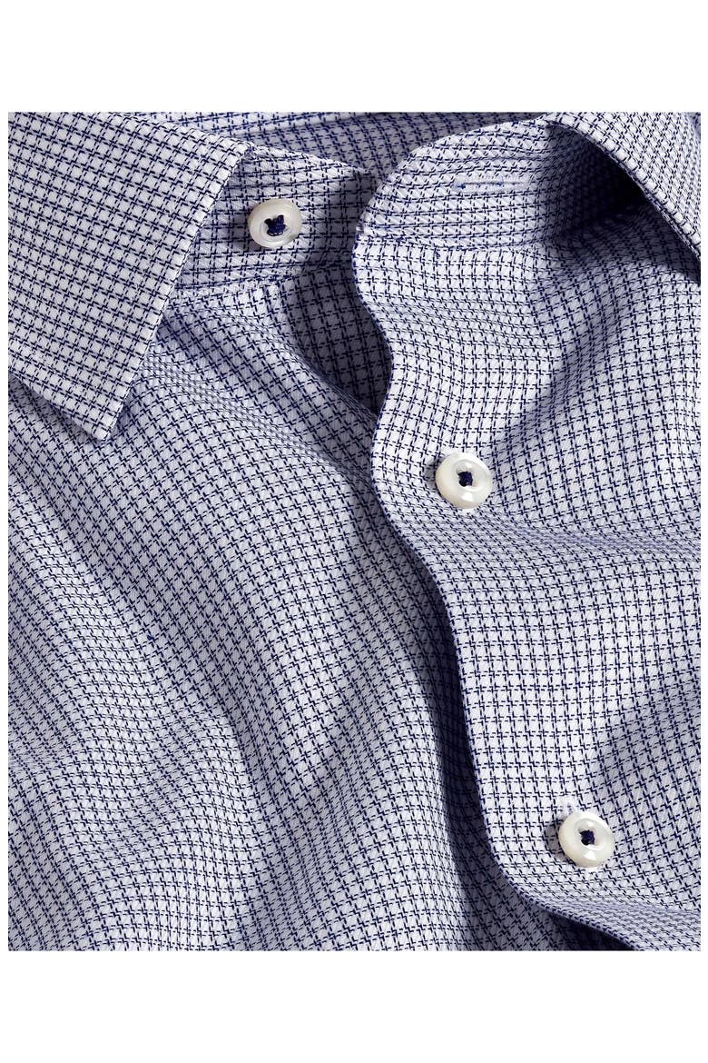 Slim Fit Micro Check Stretch Cotton Twill Dress Shirt, Alternate, color, NAVY/ WHITE