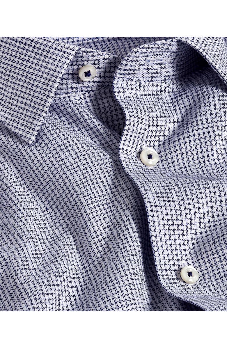 David Donahue Slim Fit Micro Check Stretch Cotton Twill Dress Shirt, Alternate, color, Navy/ White